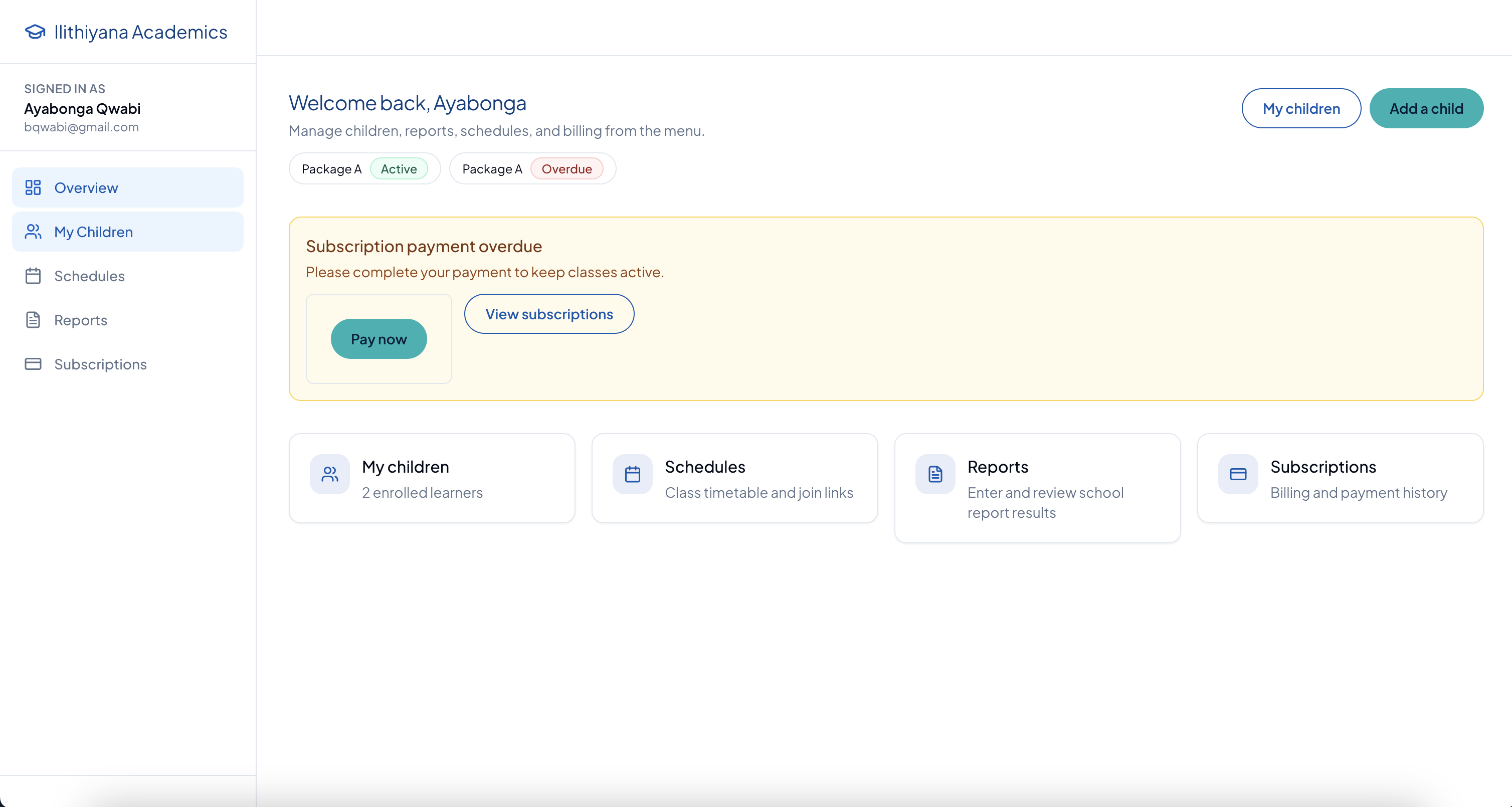 Parent portal — overview